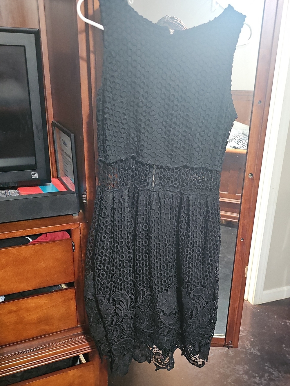 Sleeveless Black Lace Midi Dress